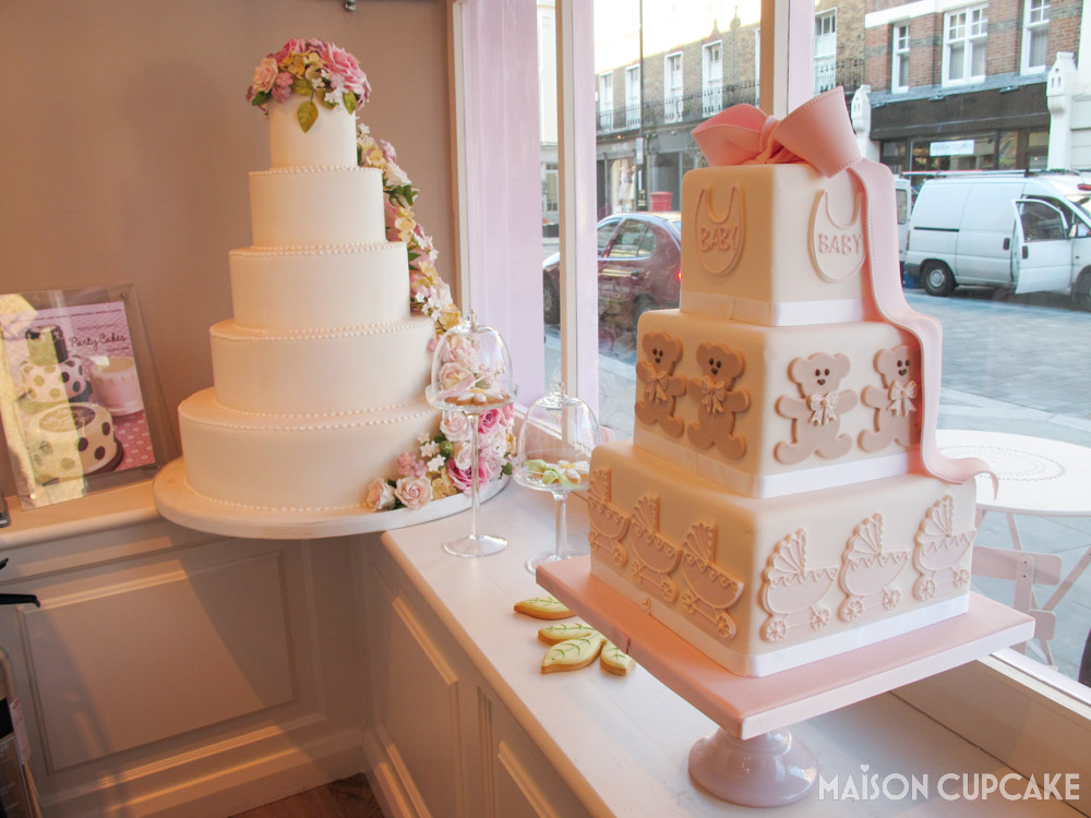 Peggy Porschen Baby Show Cake With Teddy Bears in Peggy Porschen Cafe London Belgravia