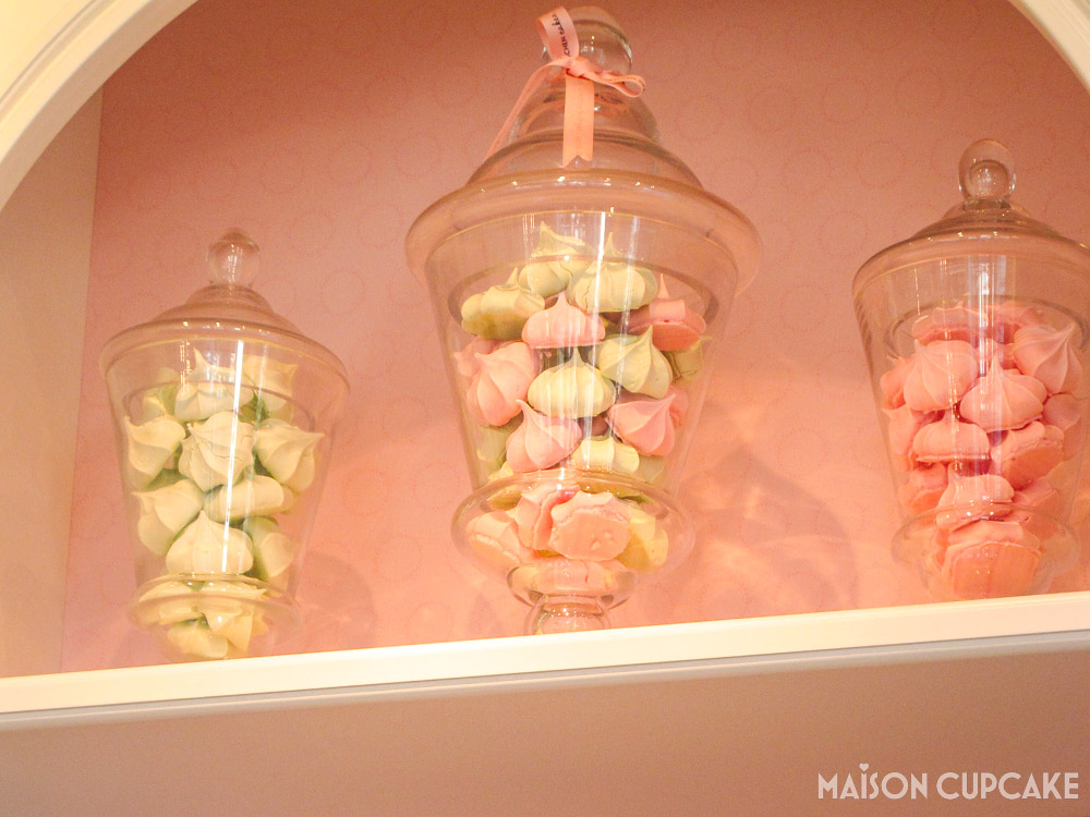 Pastel Meringues in glass jars at Peggy Porschen cafe London
