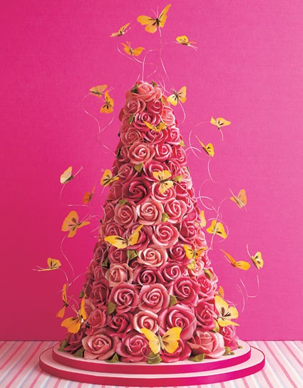 Peggy Porschen Pink Show Stopper Cake with roses and butterflies