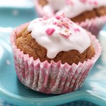 Strawberry Muffins With Rose Icing