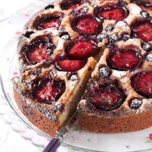 Gluten Free Plum Cake with Blueberries