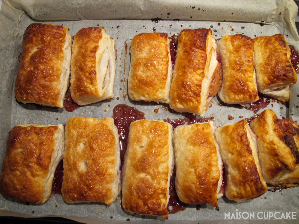 Peanut Butter Jelly Parcels With Puff Pastry - steps - baked landscape shot