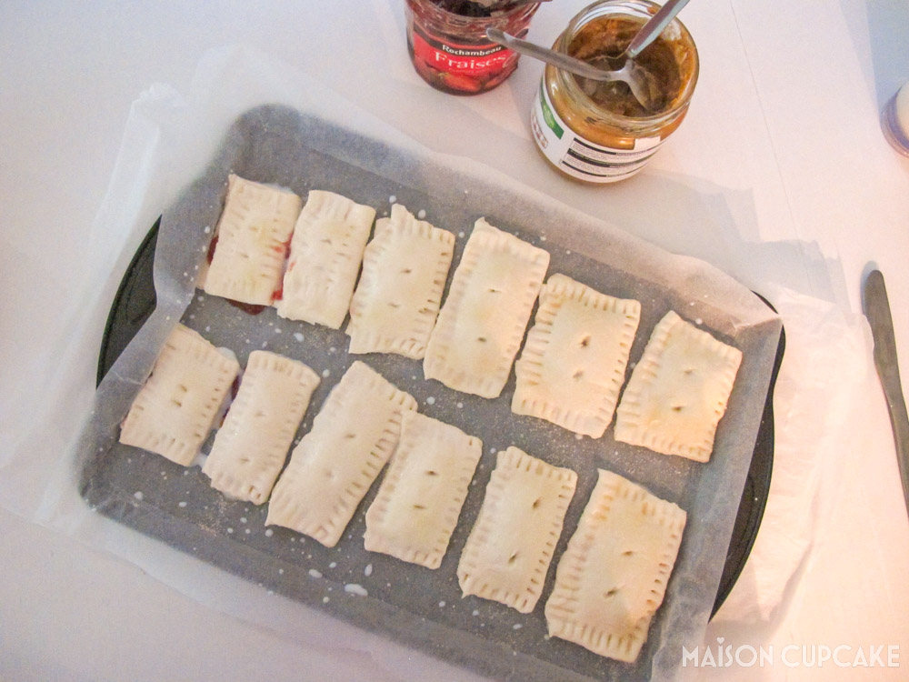 Peanut Butter Jelly Parcels with Puff Pastry - steps - lay parcels on baking tray