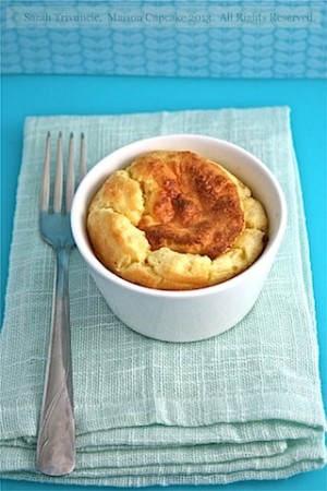 Goats cheese soufflés with thyme