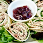 Roast beef wraps with cranberry relish and spinach for packed lunches or parties via @maisoncupcake at Maisoncupcake.com