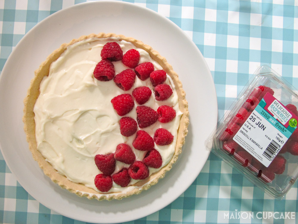 Quick Raspberry Tart With Cheats Creme Patissiere - assembling