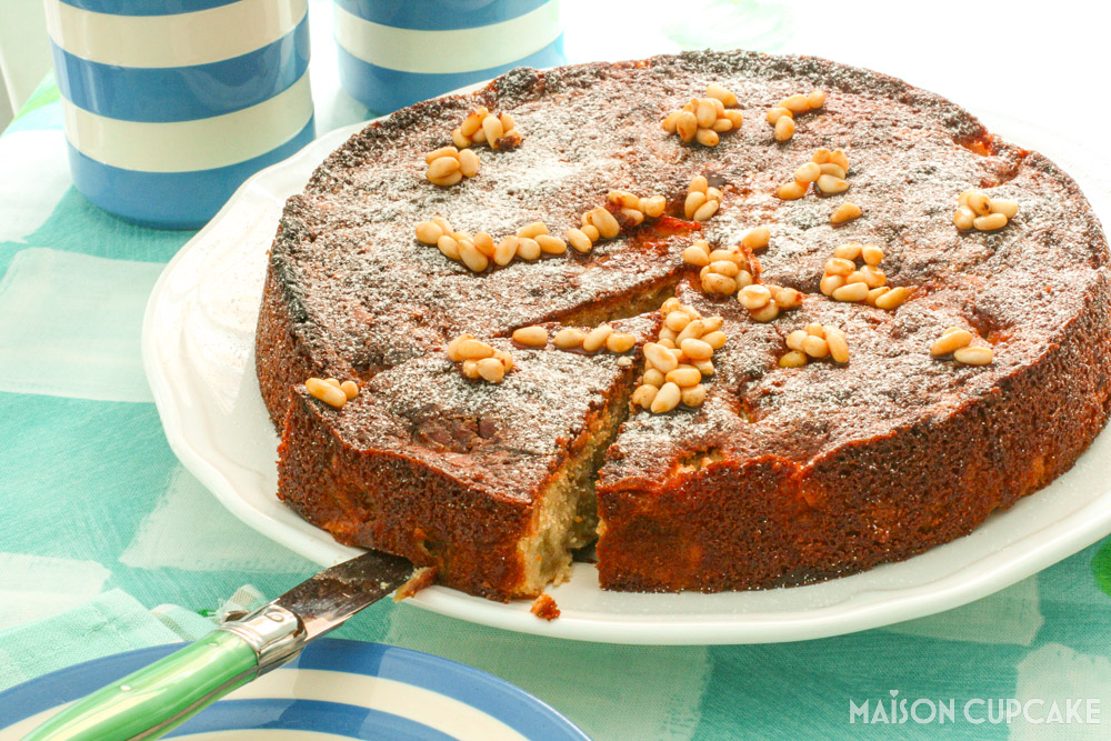Gluten-free Pear Cake With Caramel - whole cut cake