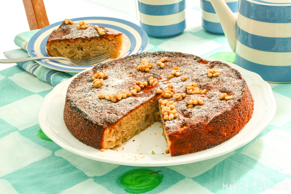 Gluten-free Pear Cake With Caramel - steps - finished sliced cake landscape
