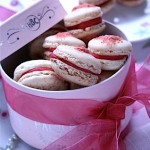 Pink Praline Macarons with Heart Decoration