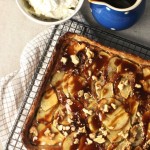 Toffee Apple Tart with jug of toffee sauce