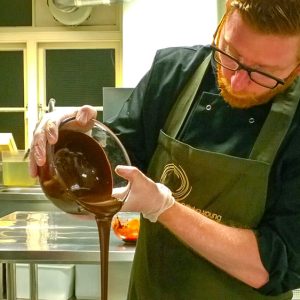 Chocolate Truffle Making Workshop With Paul A Young - pouring molten chocolate