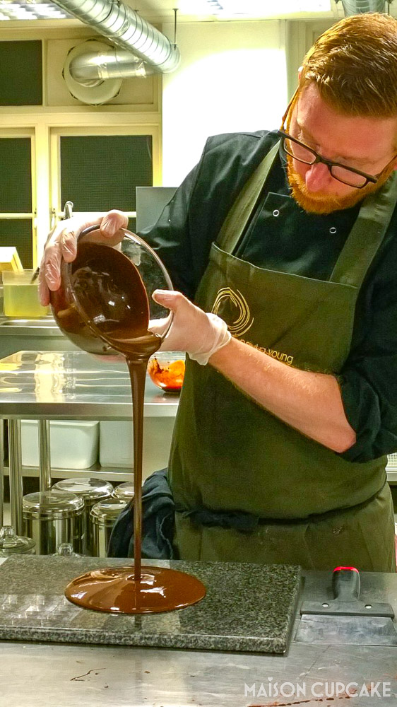 Chocolate Truffle Making Workshop With Paul A Young - pouring molten chocolate