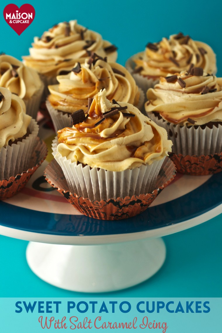 Maison Cupcake - Sweet Potato Cupcakes with salted caramel buttercream styled for autumn baking