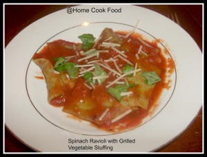 Wholewheat spinach ravioli