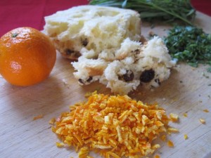 Panettone stuffing recipe with orange clementines using Christmas leftovers