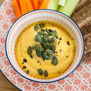 Canellini Bean Dip With Butternut Squash and Pumpkin Seeds