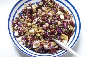 Beetroot salad with freekeh whole grains recipe