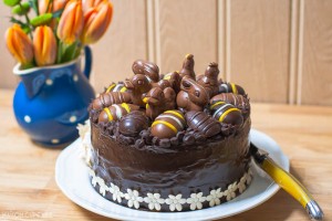 Easter chocolate praline layer cake