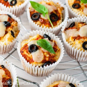 Pizza Muffins with Black Olives