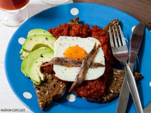 Rye toast with bloody mary topping - easy brunch dish