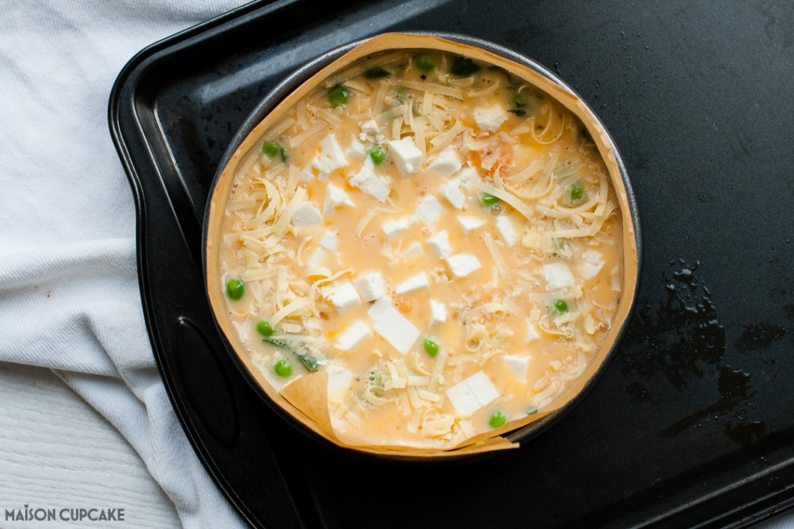 Crustless quiche with pea, mint &amp; feta Maison Cupcake