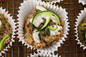 Pesto courgette muffins - recipe using spiralizer although you can sub with grated courgette if you don't have a spiralizer