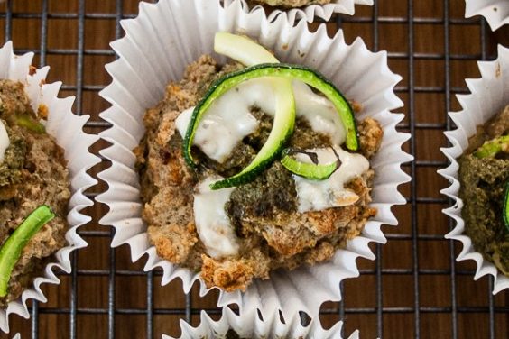 Pesto courgette muffins - recipe using spiralizer although you can sub with grated courgette if you don't have a spiralizer