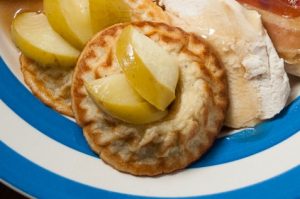 Easy apple and sage popovers served as perfect accompaniment with roast chicken and pancetta