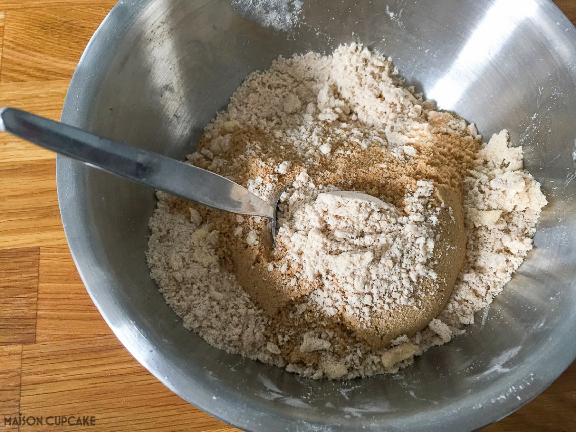 Dorset Apple Cake - steps - add the sugar to the flour and butter mix.