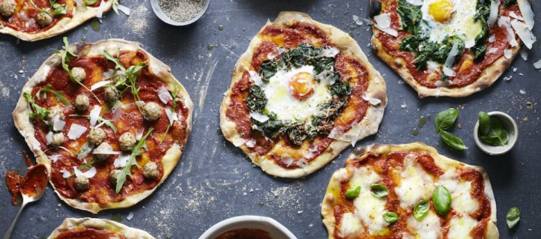 Spelt pizza dough recipe with three pizza toppings by Roger Saul of Sharpham Park