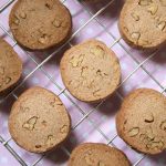 Pecan freeze and bake cookies on a wire cooling rack.