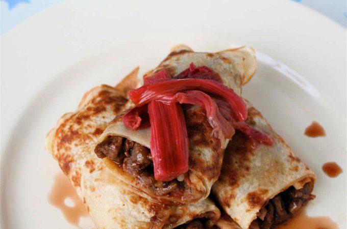 Spicy Pork Pancakes with Rhubarb Recipe