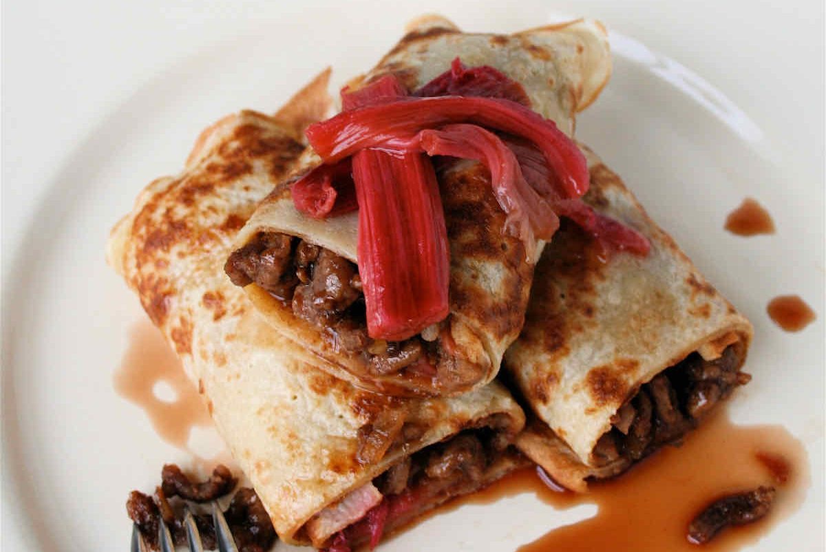 Spicy Pork Pancakes with Rhubarb Recipe