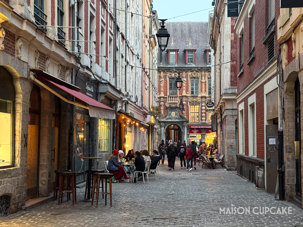 3 days in Lille: Cafes and warm lights in a narrow pedestrian street of Vieux Lille at dusk