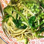 One-Pot Pesto Spaghetti with Broccoli, Spinach & Peas