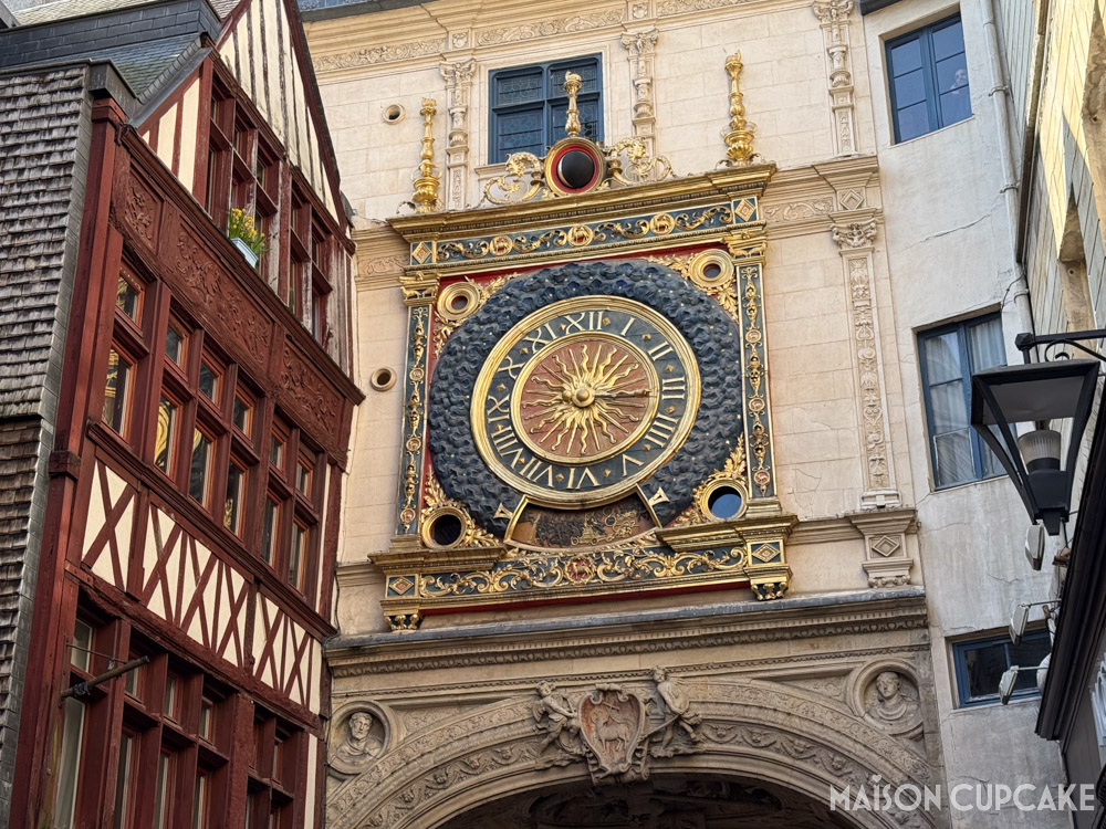 Close up of the Gros-Horlogue ornamental clock in Rouen, France.