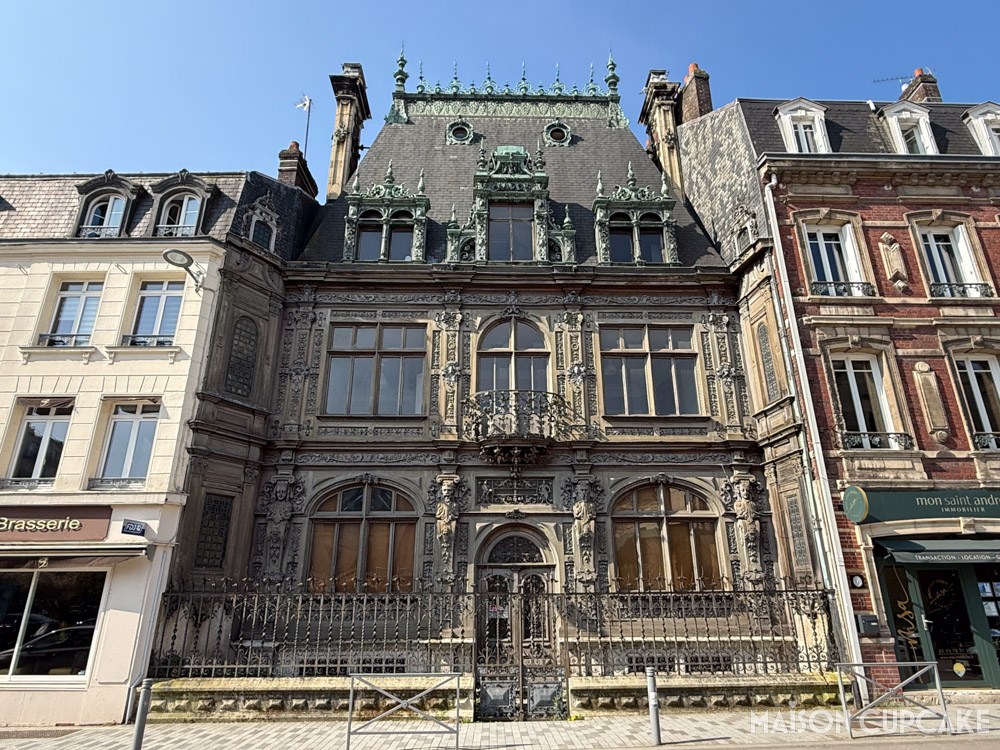 Ornamental facade of Maison Marrou in Rouen, Normandy.