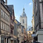 Rouen Shopping Street with Gros-Horlogue decorative clock, Normandy, France