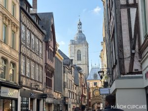 Rouen Shopping Street with Gros-Horlogue decorative clock, Normandy, France