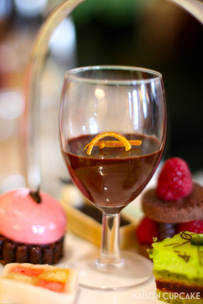 Chocolate Afternoon Tea by Paul A Young at Grosvenor House Marriot Hotel - close up chocolate mousse