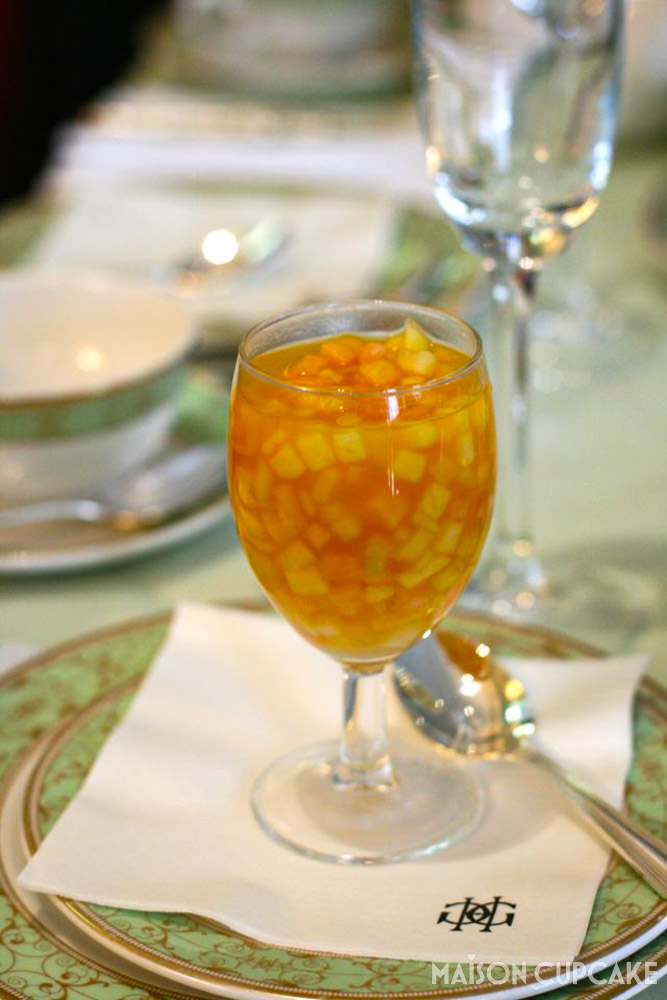 Chocolate Afternoon Tea by Paul A Young at Grosvenor House Marriot Hotel - fruit dessert in a glass