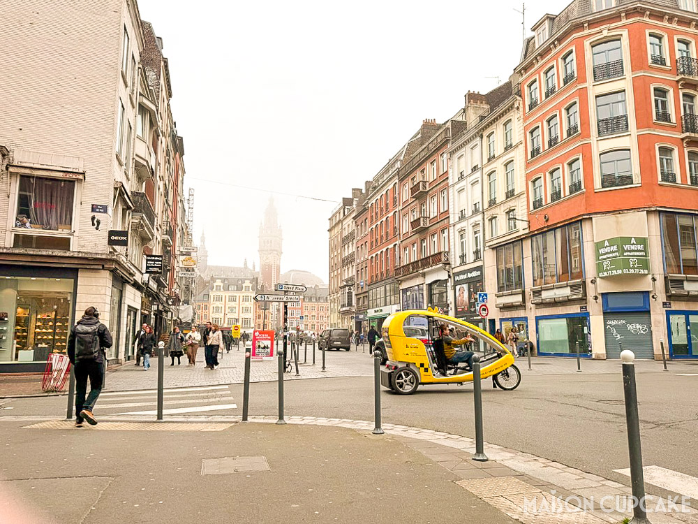 Yellow Lille tuk tuk vehicle, France