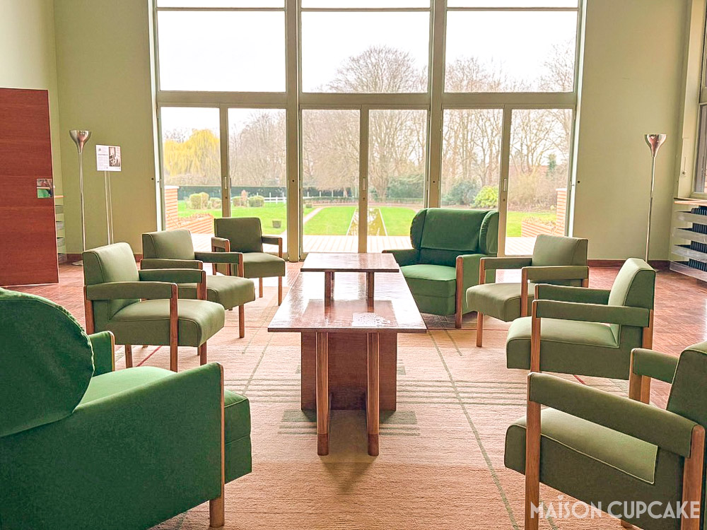 Interior lounge at Villa Cavrois with modernist furniture and natural light