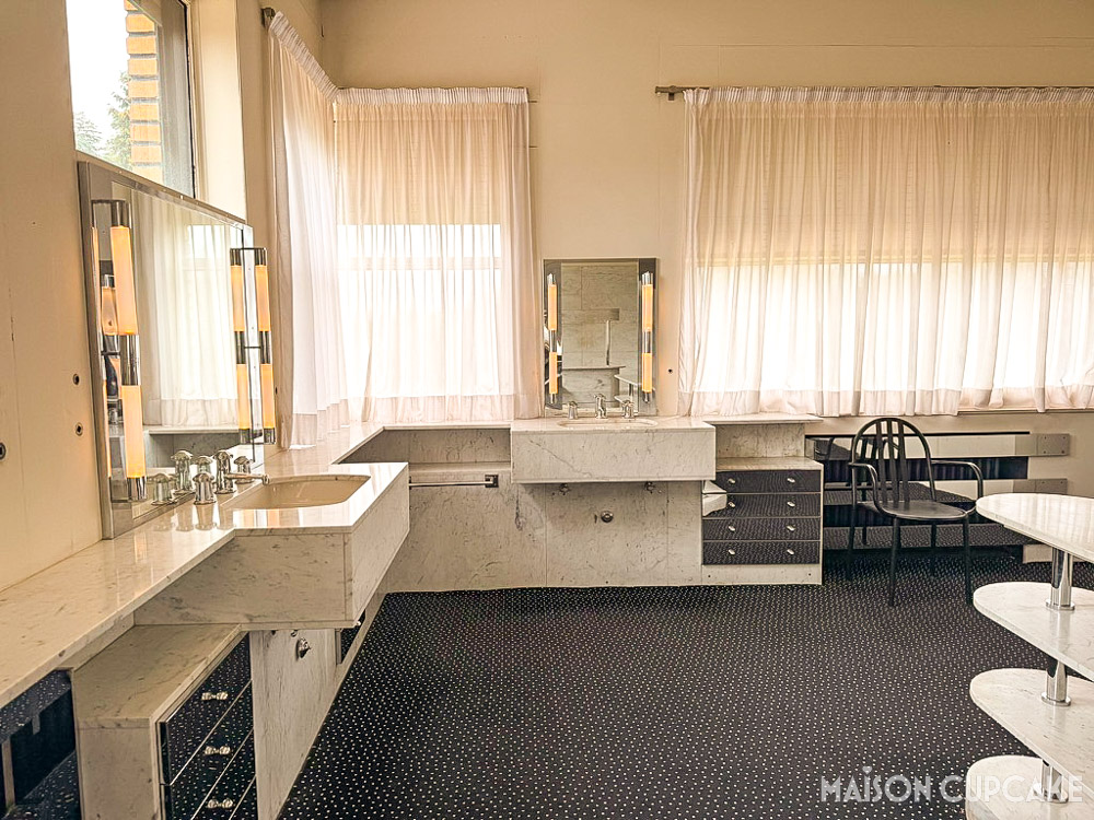 Dressing room at Villa Cavrois with built-in storage and geometric design