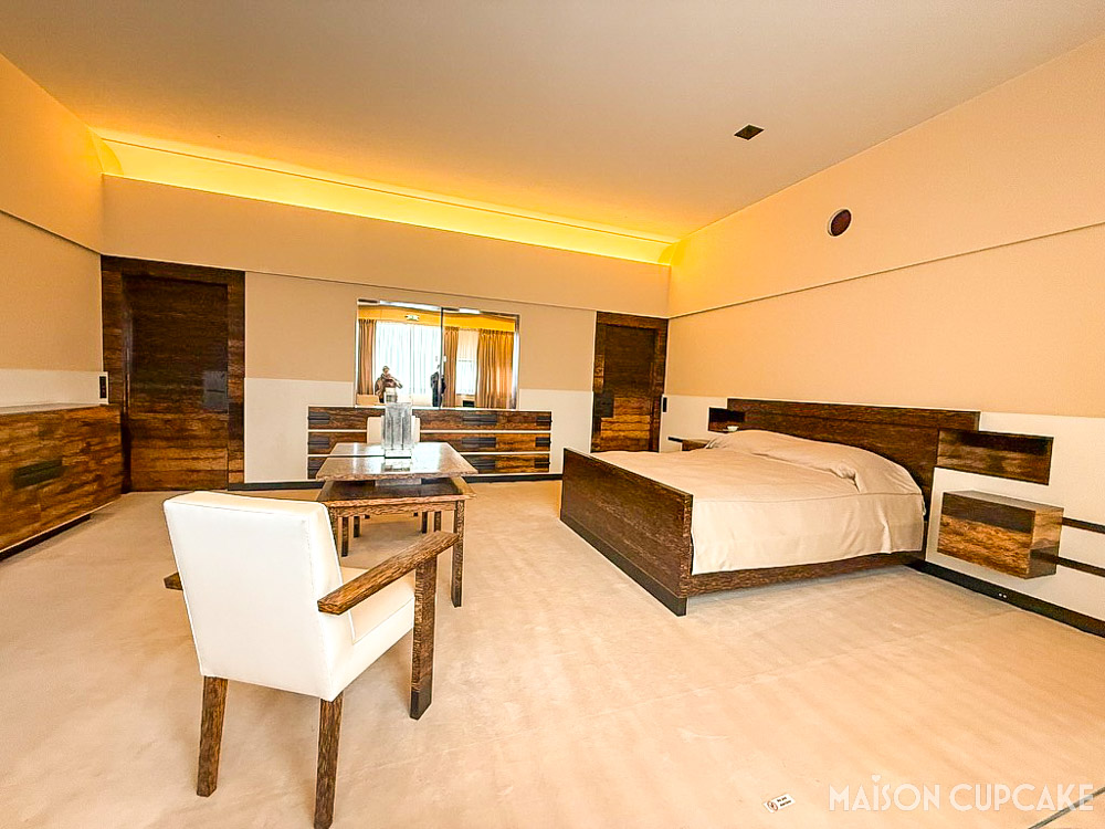 Master bedroom with restored minimalist Art Deco furnishings at Villa Cavrois
